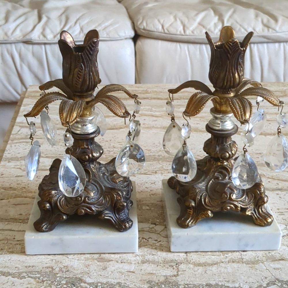Antique Hollywood Regency Style Candle Stick Holder Set